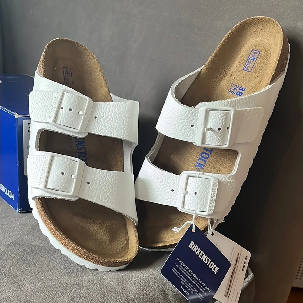 Birkenstock White Two-Strap Sandals with Contoured Footbed - Picture 5 of 6